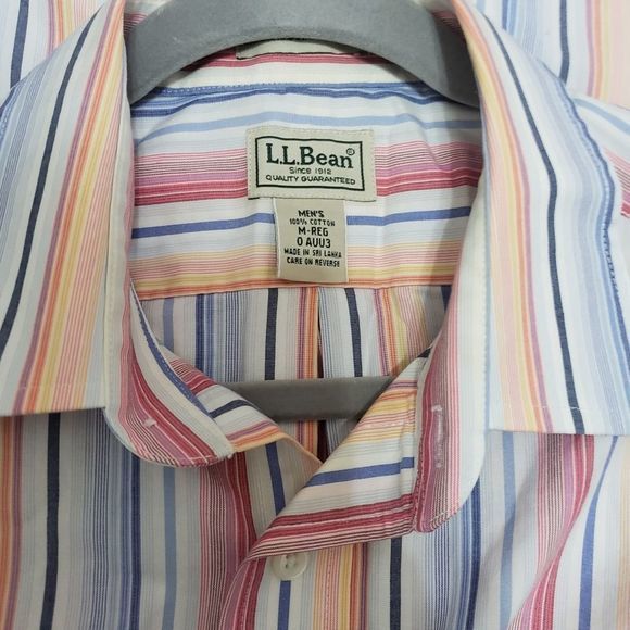 L.L.Bean Men's Short Sleeve Striped Button-up Size‎ Medium - Picture 4 of 4